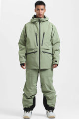 Men's Light Grey Multifunctional Waterproof Insulated Snow Jacket