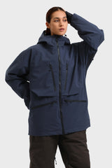 Chaqueta de nieve aislante impermeable multifuncional para mujer de color azul marino