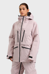 Chaqueta de nieve aislante impermeable multifuncional de color rojo neón para mujer