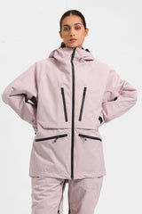 Women's Pink Marble Multifunctional Waterproof Insulated Snow Jacket