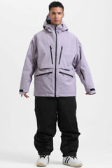 Men's Light Grey Multifunctional Waterproof Insulated Snow Jacket