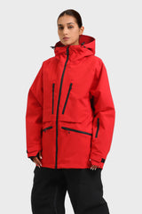 Chaqueta de nieve aislante impermeable multifuncional de color rojo neón para mujer