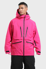 Chaqueta de nieve aislante impermeable multifuncional de color rojo neón para hombre