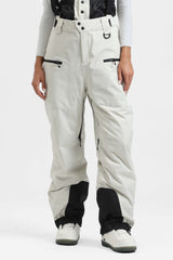 Women's Lavender Insulated Baggy Snow Pants With Detachable Suspenders