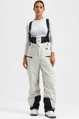 Women's Lavender Insulated Baggy Snow Pants With Detachable Suspenders