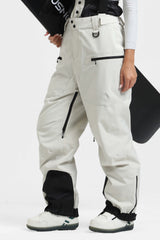 Women's Ice Blue Insulated Baggy Snow Pants With Detachable Suspenders