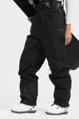 Women's Lavender Insulated Baggy Snow Pants With Detachable Suspenders