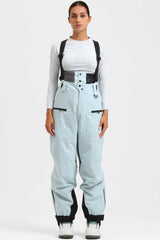 Women's Neon Red Insulated Baggy Snow Pants With Detachable Suspenders