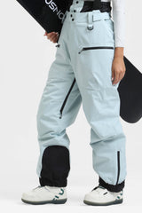 Women's Lavender Insulated Baggy Snow Pants With Detachable Suspenders