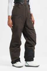 Women's White Insulated Baggy Snow Pants With Detachable Suspenders