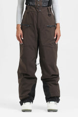 Women's Off White Insulated Baggy Snow Pants With Detachable Suspenders