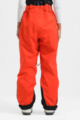 Pantalones de nieve holgados con aislamiento en rojo neón para mujer con tirantes desmontables 