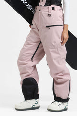 Women's Ice Blue Insulated Baggy Snow Pants With Detachable Suspenders