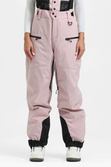 Women's Lavender Insulated Baggy Snow Pants With Detachable Suspenders