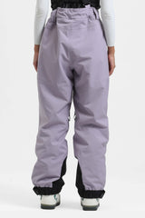 Pantalones de nieve holgados con aislamiento color lavanda para mujer con tirantes desmontables