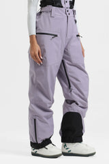 Women's Black Insulated Baggy Snow Pants With Detachable Suspenders