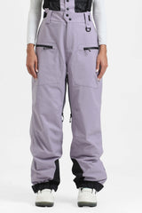 Women's Ice Blue Insulated Baggy Snow Pants With Detachable Suspenders