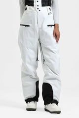 Pantalones de nieve holgados con aislamiento y tirantes desmontables para mujer en color blanco roto 