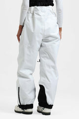 Pantalones de nieve holgados con aislamiento y tirantes desmontables para mujer en color blanco roto 