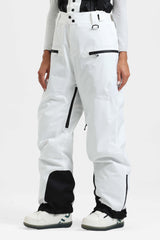 Women's Ice Blue Insulated Baggy Snow Pants With Detachable Suspenders