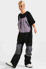 Women's Lavender & Black Lightweight Waterproof Snow Bibs