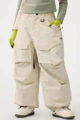 Women's Dark Gray Baggy Utility Wear-resistant Snow Pants