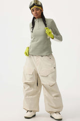 Women's Dark Gray Baggy Utility Wear-resistant Snow Pants