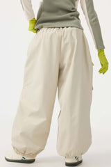 Women's Black Baggy Utility Wear-resistant Snow Pants