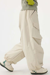 Women's Khaki Baggy Utility Wear-resistant Snow Pants