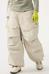 Women's Black Baggy Utility Wear-resistant Snow Pants