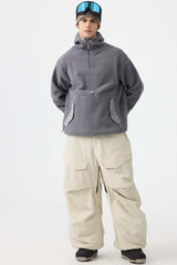 Men's Khaki Baggy Utility Wear-resistant Snow Pants