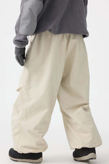 Men's Dark Gray Baggy Utility Wear-resistant Snow Pants