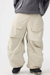 Men's Dark Gray Baggy Utility Wear-resistant Snow Pants