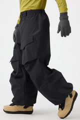 Men's Dark Gray Baggy Utility Wear-resistant Snow Pants