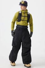 Men's Dark Gray Baggy Utility Wear-resistant Snow Pants