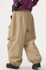 Women's Dark Gray Baggy Utility Wear-resistant Snow Pants