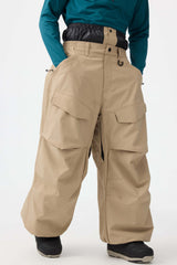 Men's Dark Gray Baggy Utility Wear-resistant Snow Pants