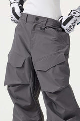 Women's Dark Gray Baggy Utility Wear-resistant Snow Pants