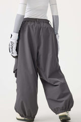 Women's Khaki Baggy Utility Wear-resistant Snow Pants