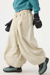 Women's Black Drawstring Baggy Balloon Snow Pants