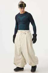 Pantalones de nieve holgados con cordón negro para hombre 