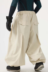 Men's Coffee Drawstring Baggy Balloon Snow Pants