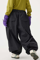 Women's Black Drawstring Baggy Balloon Snow Pants