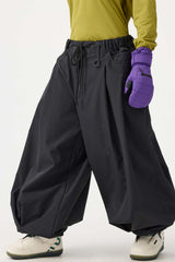 Women's Black Drawstring Baggy Balloon Snow Pants