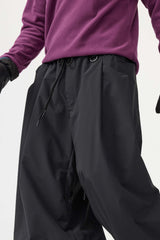 Men's Black Drawstring Baggy Balloon Snow Pants