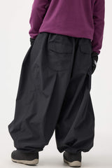 Men's Black Drawstring Baggy Balloon Snow Pants