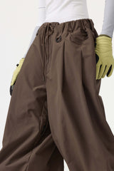 Women's Coffee Drawstring Baggy Balloon Snow Pants