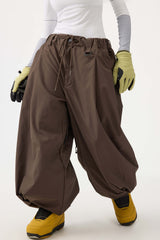 Women's Coffee Drawstring Baggy Balloon Snow Pants