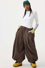 Pantalones de nieve holgados con cordón en color beige para mujer 