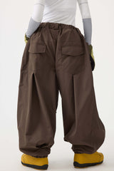 Women's Coffee Drawstring Baggy Balloon Snow Pants